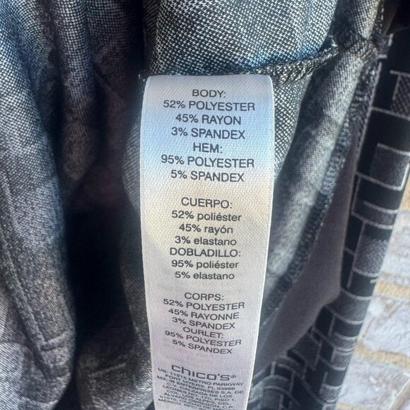 Chico's Easywear Long Sleeve Back Zip Mock Neck Geo Sweater Women's Size 2 (L) - Picture 4 of 9